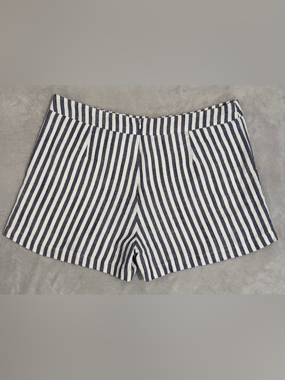Anthropologie ett:twa blue and White Striped Women’s Linen Shorts - Picture 5 of 11